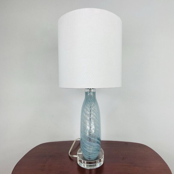 Uttermost Aquata Table Lamp Blue Swirl Art Glass 23” Large Coastal Modern - Picture 8 of 9